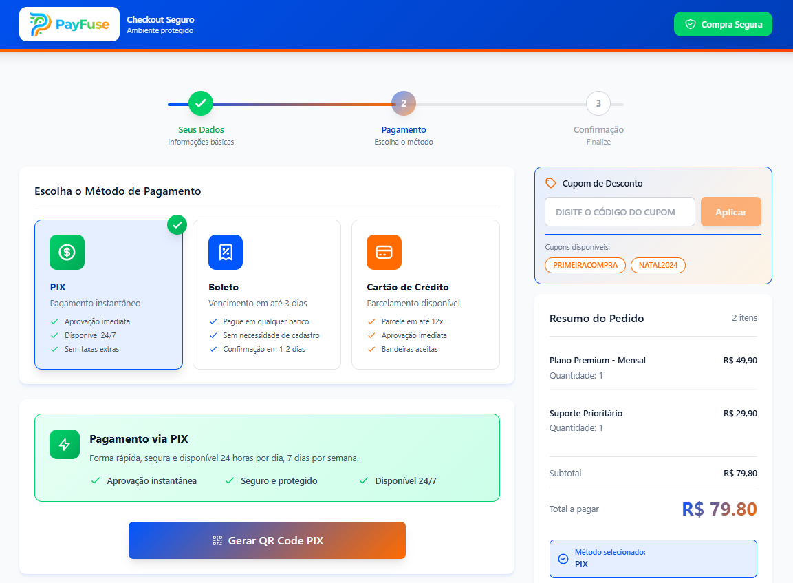 Screenshot do Checkout PayFuse